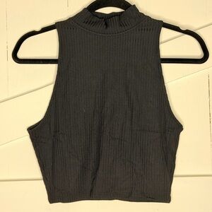 Victoria's Secret Black Ribbed Mock Neck Tank Top